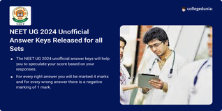 NEET UG 2024 Unofficial Answer Keys Released for all Sets; Check PDF Here